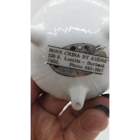 Vintage Trinket Ring Gift Box Bone China Champagne Wine Glass Top Audre' Calif - Picture 11 of 14